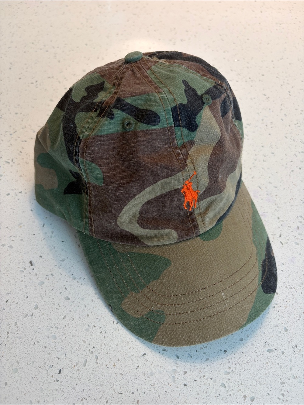 Ralph Lauren Men’s Camo Baseball Cap with Orange Pony